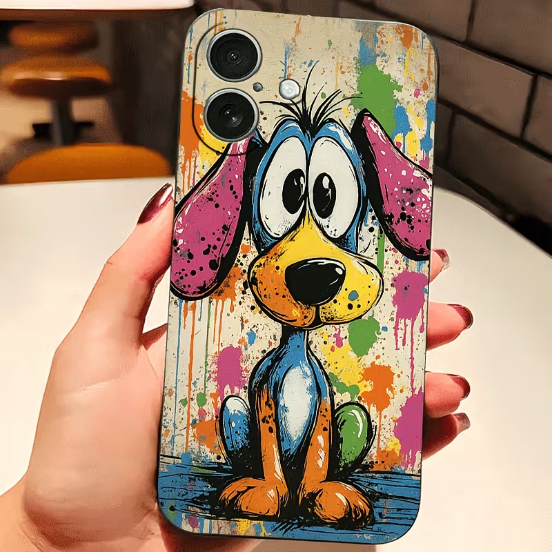 Phone Cases Drop Proof - Graffiti Colored Puppy TPU Phone Case