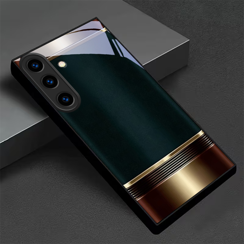 Phone Cases Metal - Noble Retro Metal Frame Black Glass