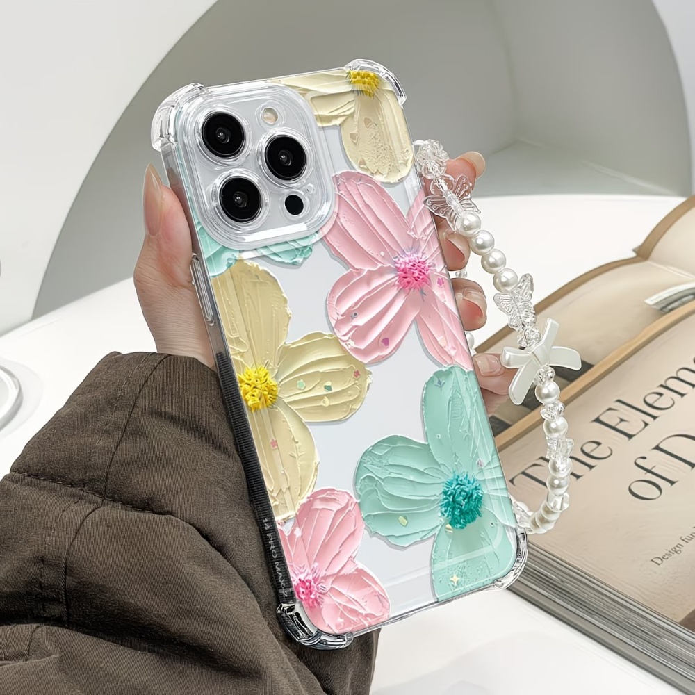 Phone Cases Drop Proof - Colorful Flower Clear TPU 4-Corner Anti-Drop
