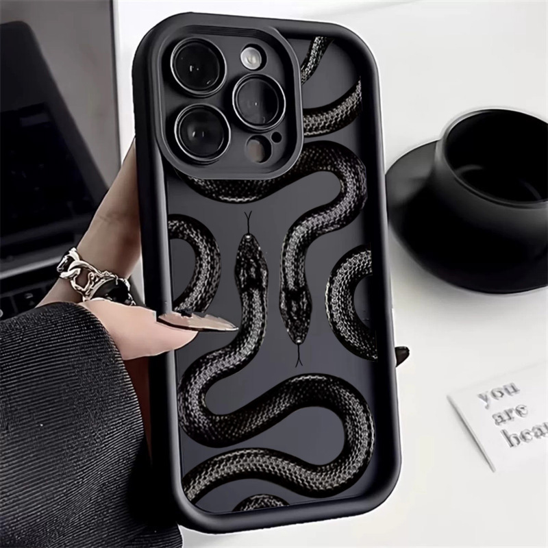 Phone Cases Iphone 16 Pro Max - Black Snake Print Phone Case For