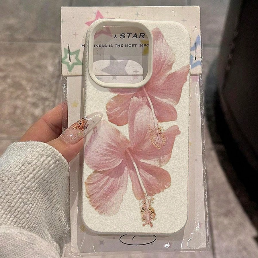 Phone Cases Drop Proof - Pink Hibiscus Elegant High Aesthetic Phone