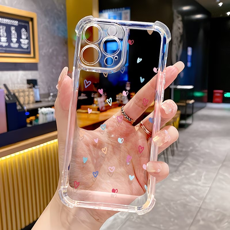 Phone Cases Drop Proof - Transparent Corner Bumper Colorful Hearts Phone