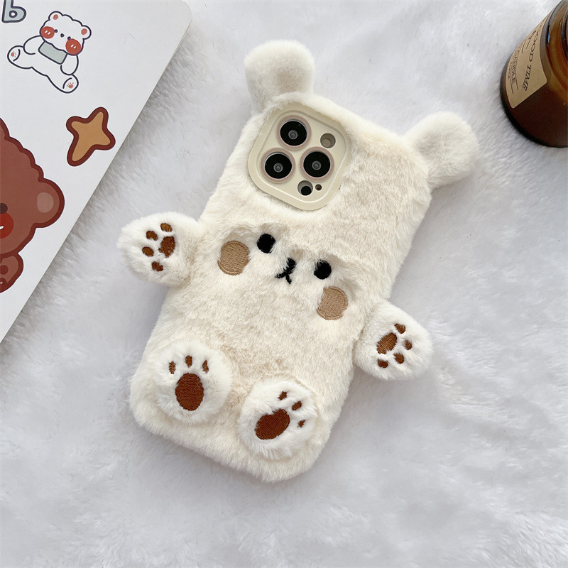 Korean 3D Cartoon Bear Fluffy  - Phone Cases Iphone 16 Pro Max ulasan dan harga