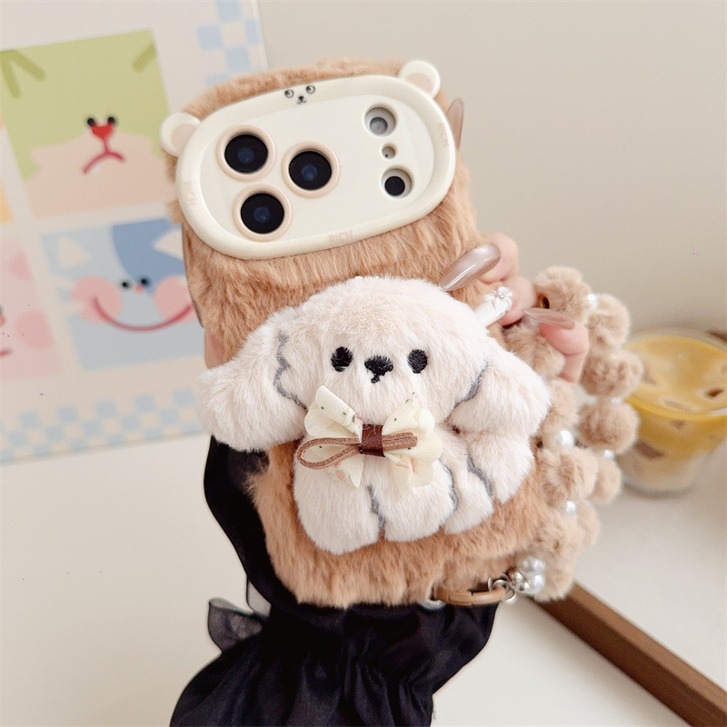 3D Cartoon Bowknot Puppy Warm  - Phone Cases Iphone 16 Pro Max ulasan dan harga