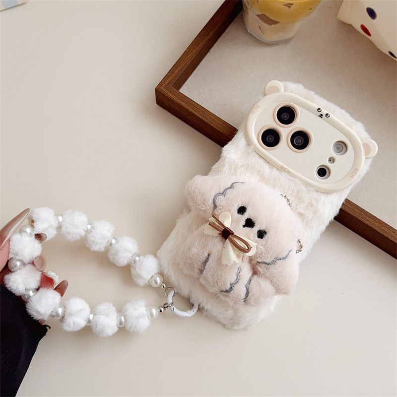3D Cartoon Bowknot Puppy Warm  - Phone Cases Iphone 16 Pro Max ulasan dan harga