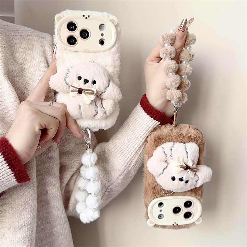 3D Cartoon Bowknot Puppy Warm  - Phone Cases Iphone 16 Pro Max ulasan dan harga