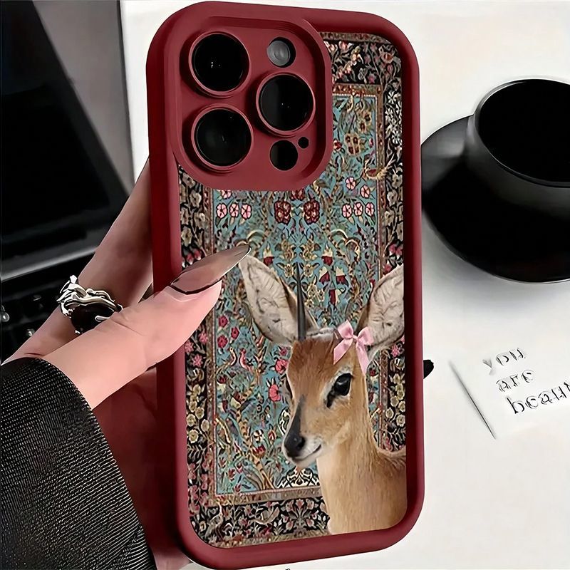 Wine Red Tapestry Deer Print C - Phone Cases Red Deer ulasan dan harga