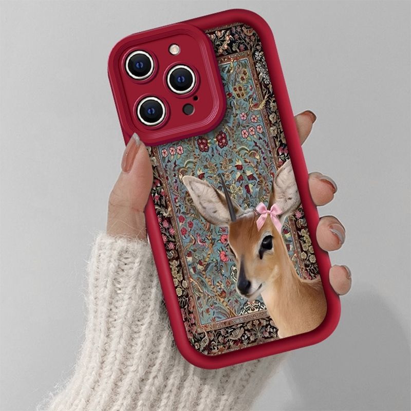 Wine Red Tapestry Deer Print C - Phone Cases Red Deer ulasan dan harga