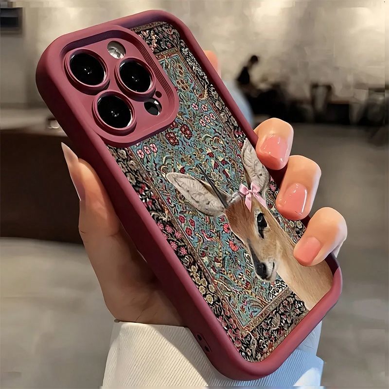 Wine Red Tapestry Deer Print C - Phone Cases Red Deer ulasan dan harga
