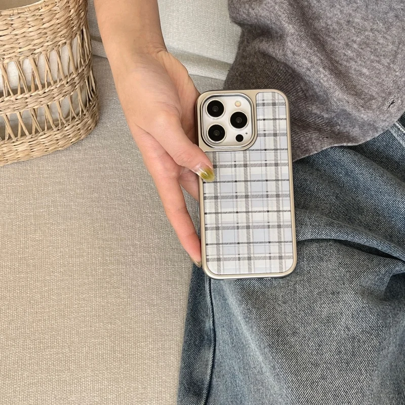 Korean Ins Epoxy Blue Plaid Pa - Phone Cases Green ulasan dan harga