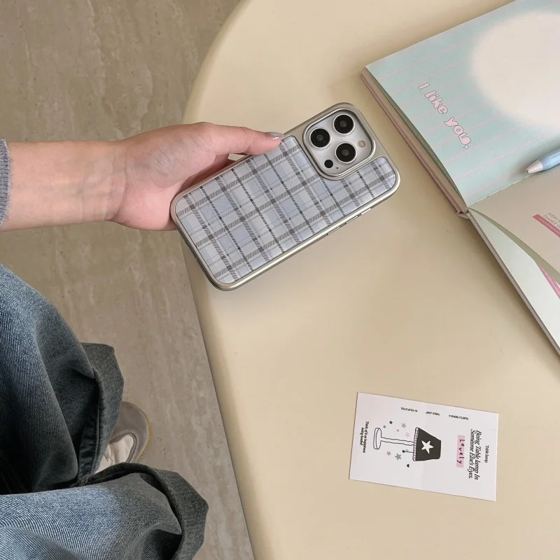 Korean Ins Epoxy Blue Plaid Pa - Phone Cases Green ulasan dan harga