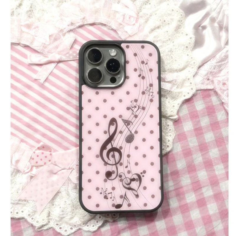 Korean ins Pink Brown Polka Do - Phone Cases Y2K ulasan dan harga