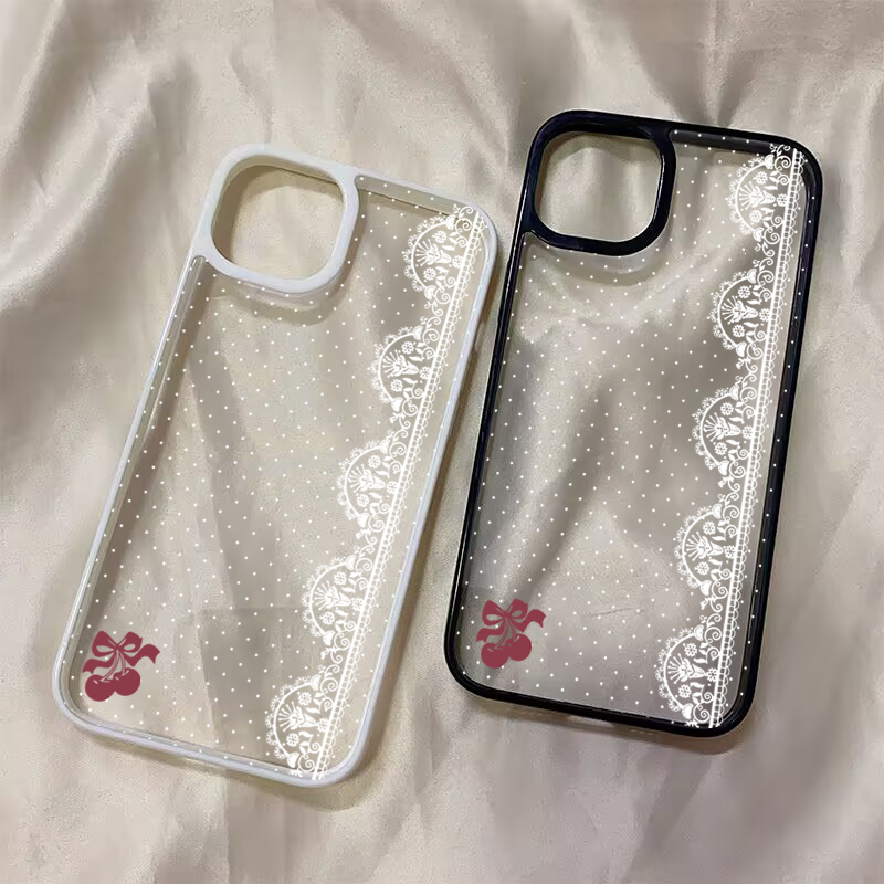 Cute Cherry Bow White Lace Pol - Phone Cases Xr Cute ulasan dan harga