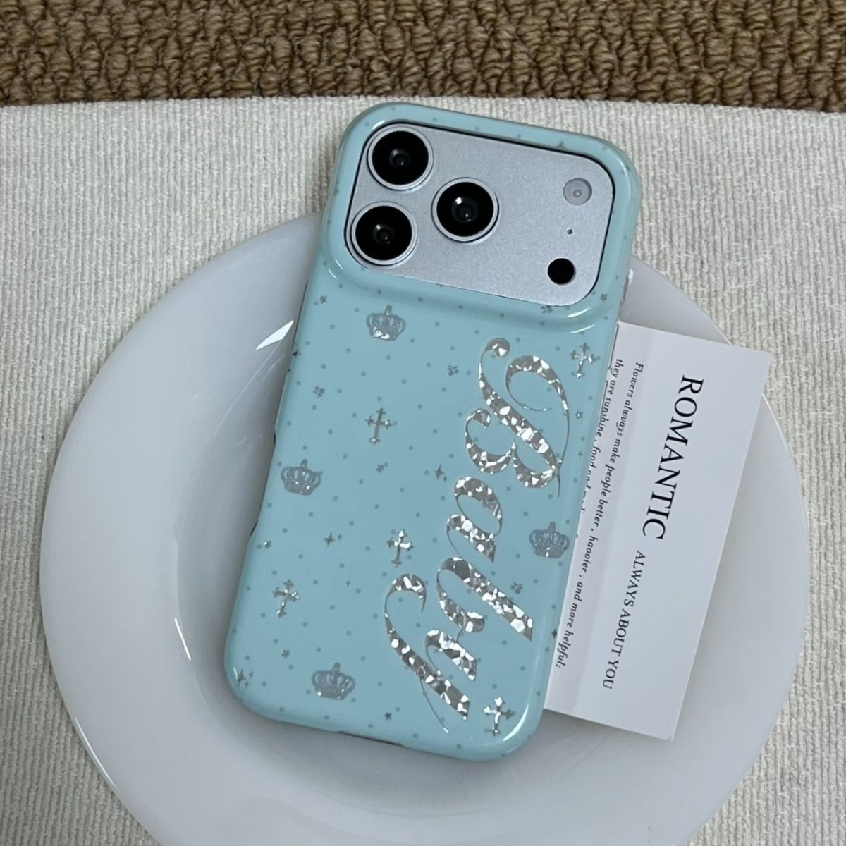 Korean Ins Mint Colored Englis - Phone Cases Y2K ulasan dan harga