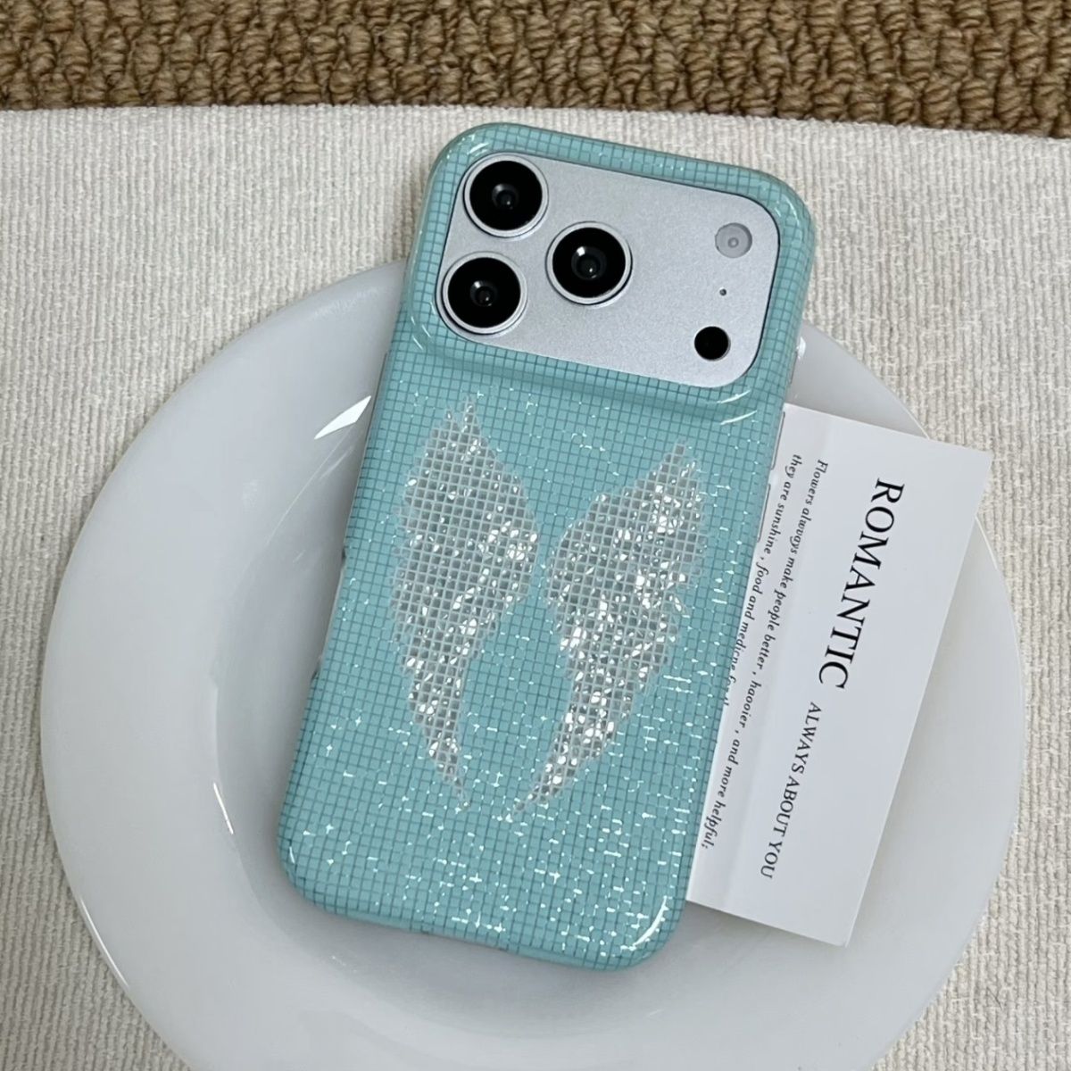 Korean Ins Mint Colored Englis - Phone Cases Y2K ulasan dan harga