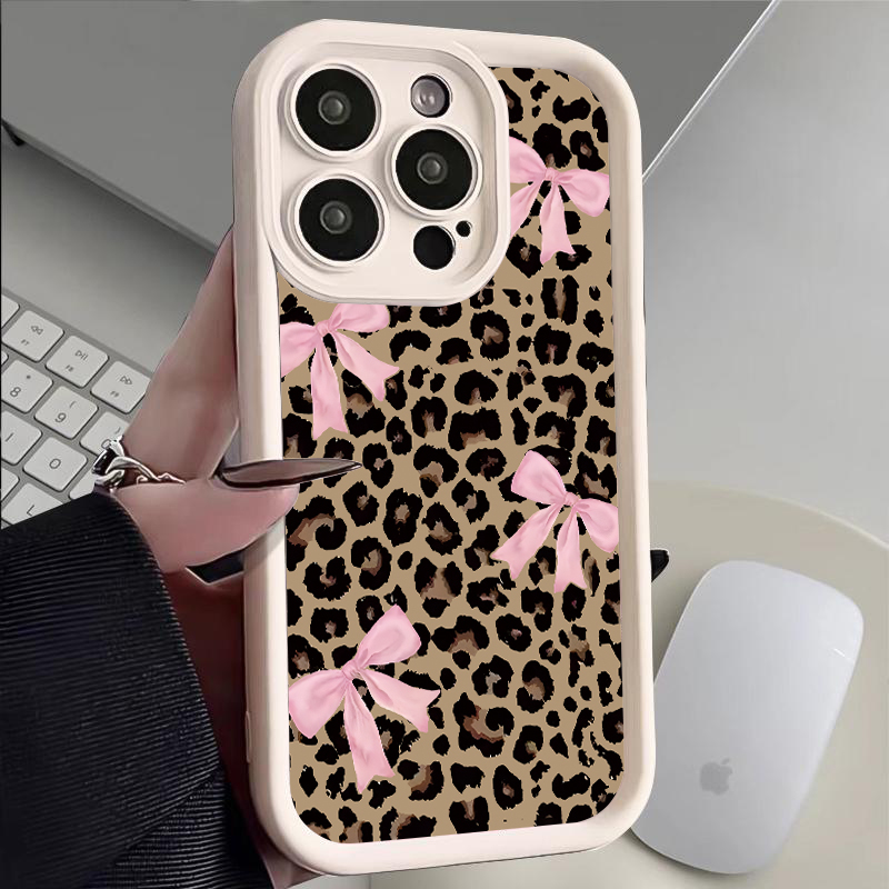 Luxury Leopard Print Bow Phone - Phone Cases Y2K ulasan dan harga
