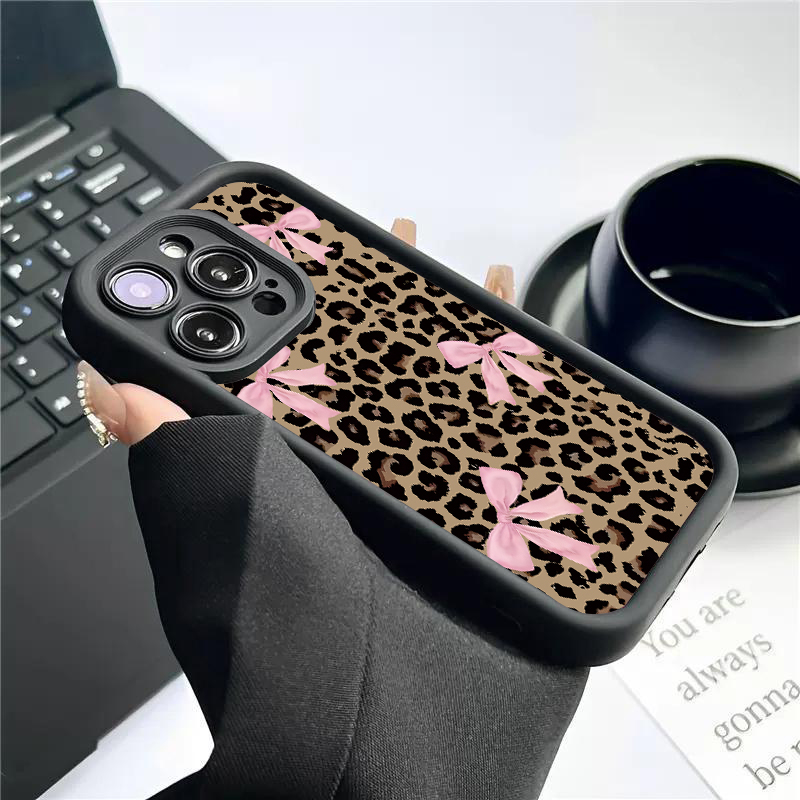 Luxury Leopard Print Bow Phone - Phone Cases Y2K ulasan dan harga
