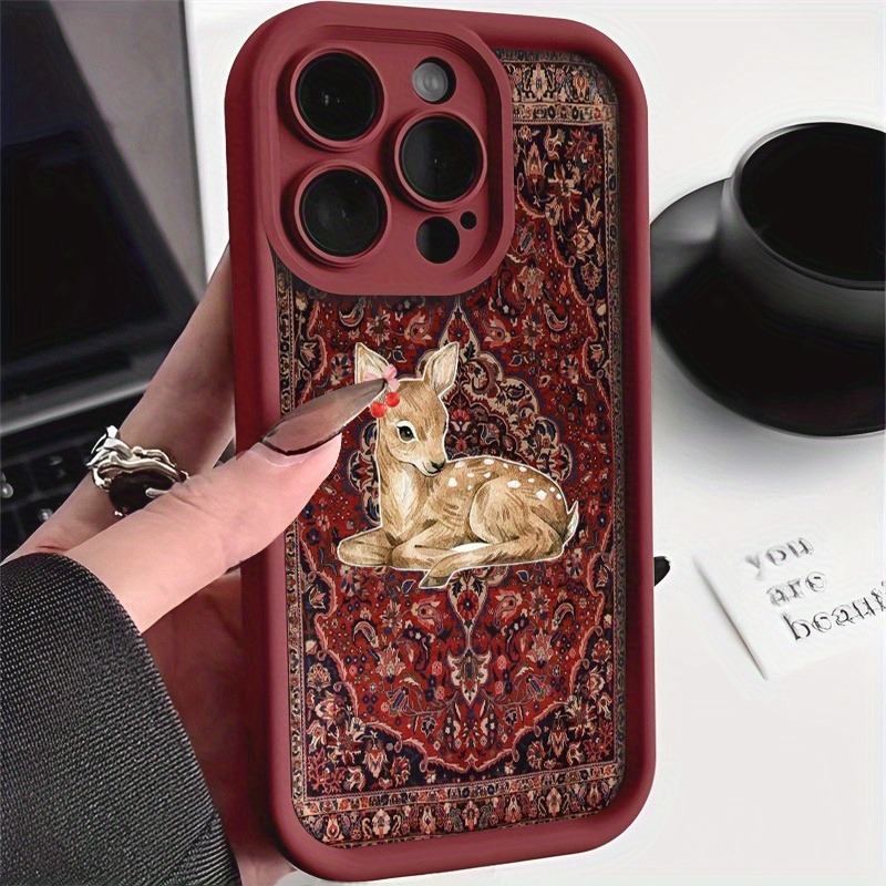 Vintage Red Floral Deer Patter - Phone Cases Red Deer ulasan dan harga