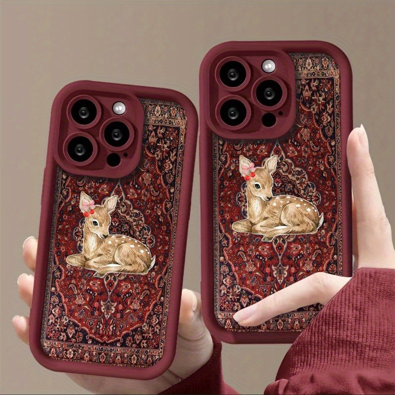 Vintage Red Floral Deer Patter - Phone Cases Red Deer ulasan dan harga