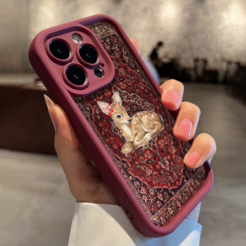 Vintage Red Floral Deer Patter - Phone Cases Red Deer ulasan dan harga