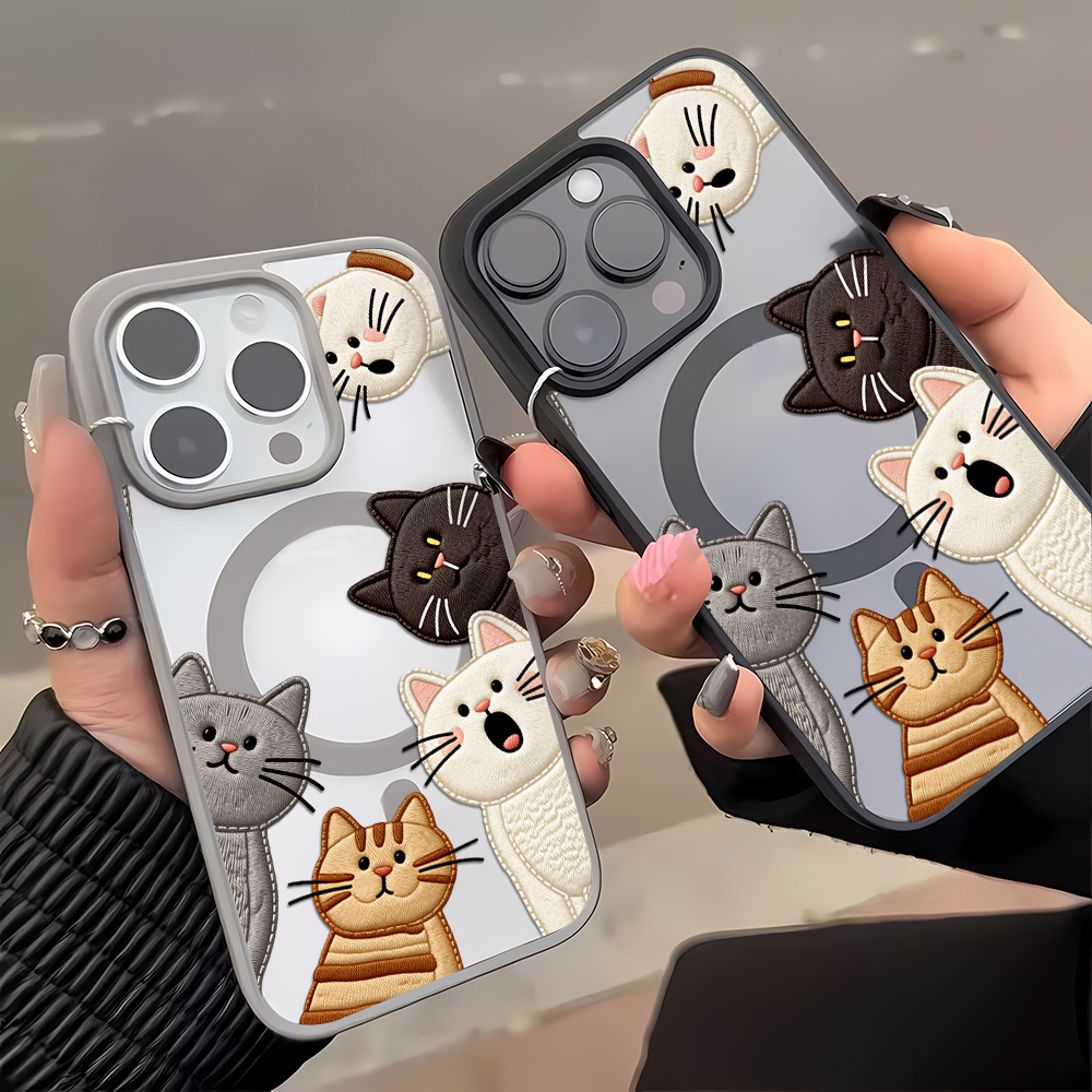 Cute Faux Embroidery Cat Phone - Phone Cases Protective ulasan dan harga