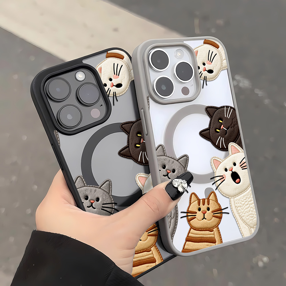 Cute Faux Embroidery Cat Phone - Phone Cases Protective ulasan dan harga
