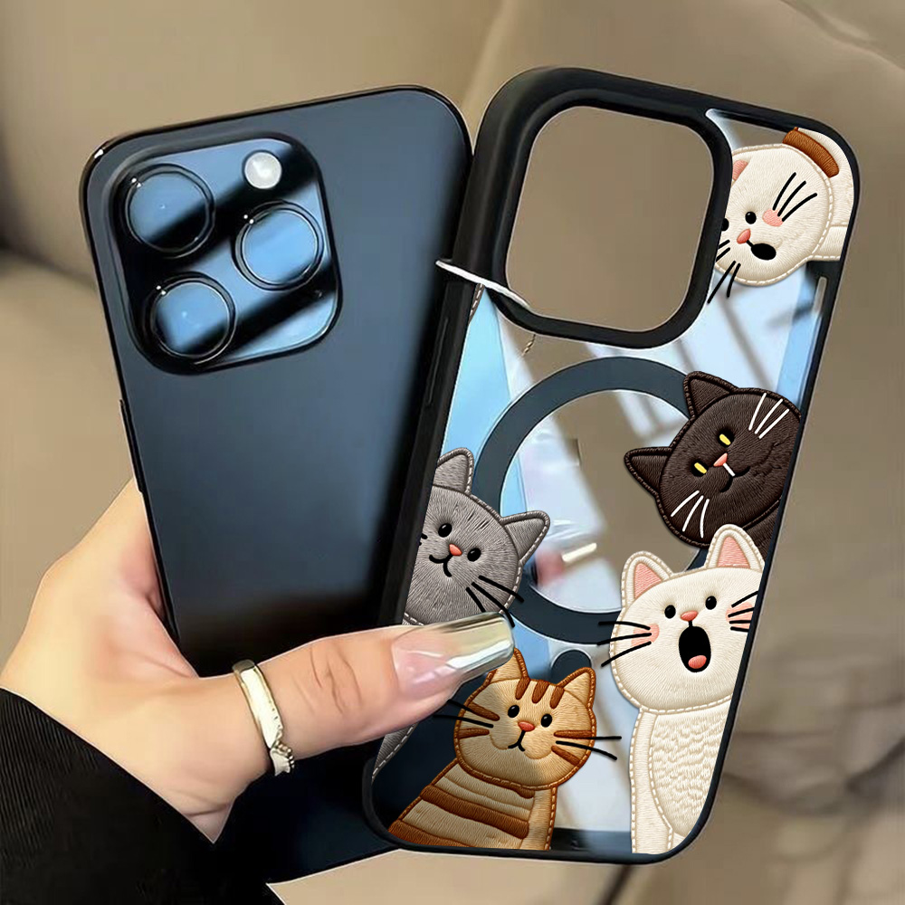 Cute Faux Embroidery Cat Phone - Phone Cases Protective ulasan dan harga